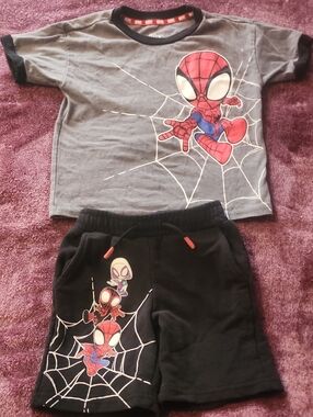 Spiderman Kids Matching Set - Gray & Black with Red Accents